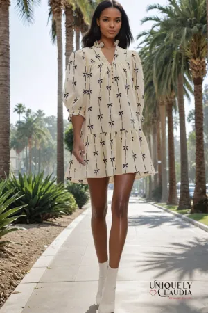 Javelyn High Neck Bow Print Dress