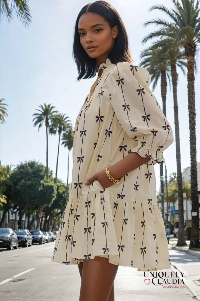 Javelyn High Neck Bow Print Dress