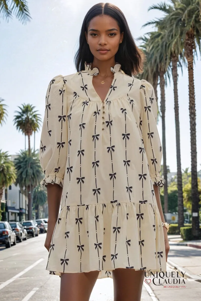 Javelyn High Neck Bow Print Dress
