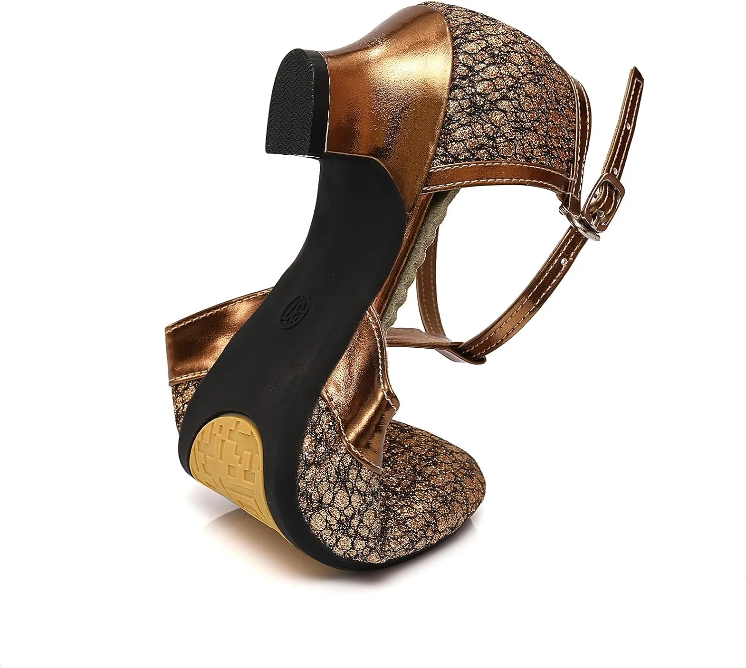 JUODVMP Women's 1920s Shoes Glitter Flapper Gatsby Shoes Latin Tango Salsa Ballroom Dance Heels