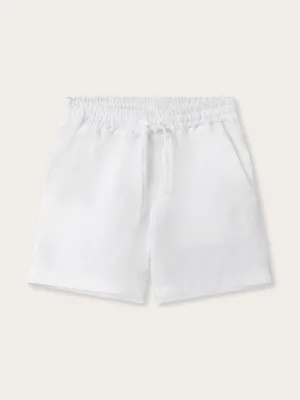 Kids White Joulter Linen Shorts