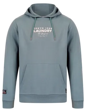 Kole Motif Brushback Fleece Pullover Hoodie with Back Print in Cool Grey - Tokyo Laundry