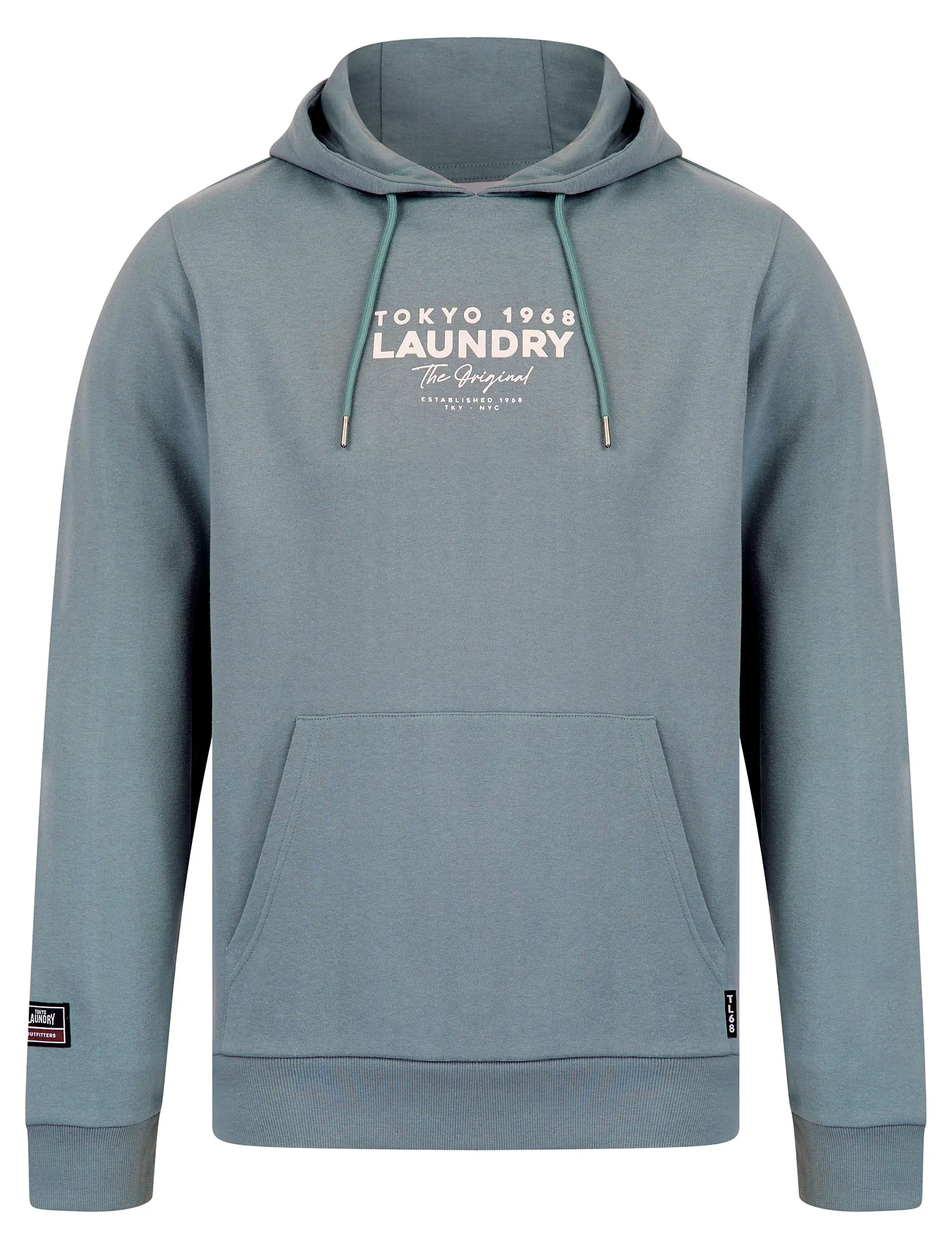 Kole Motif Brushback Fleece Pullover Hoodie with Back Print in Cool Grey - Tokyo Laundry