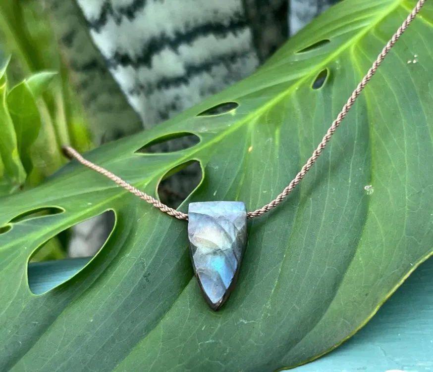 Labradorite Pyramid Briolette Stone Rope Necklace