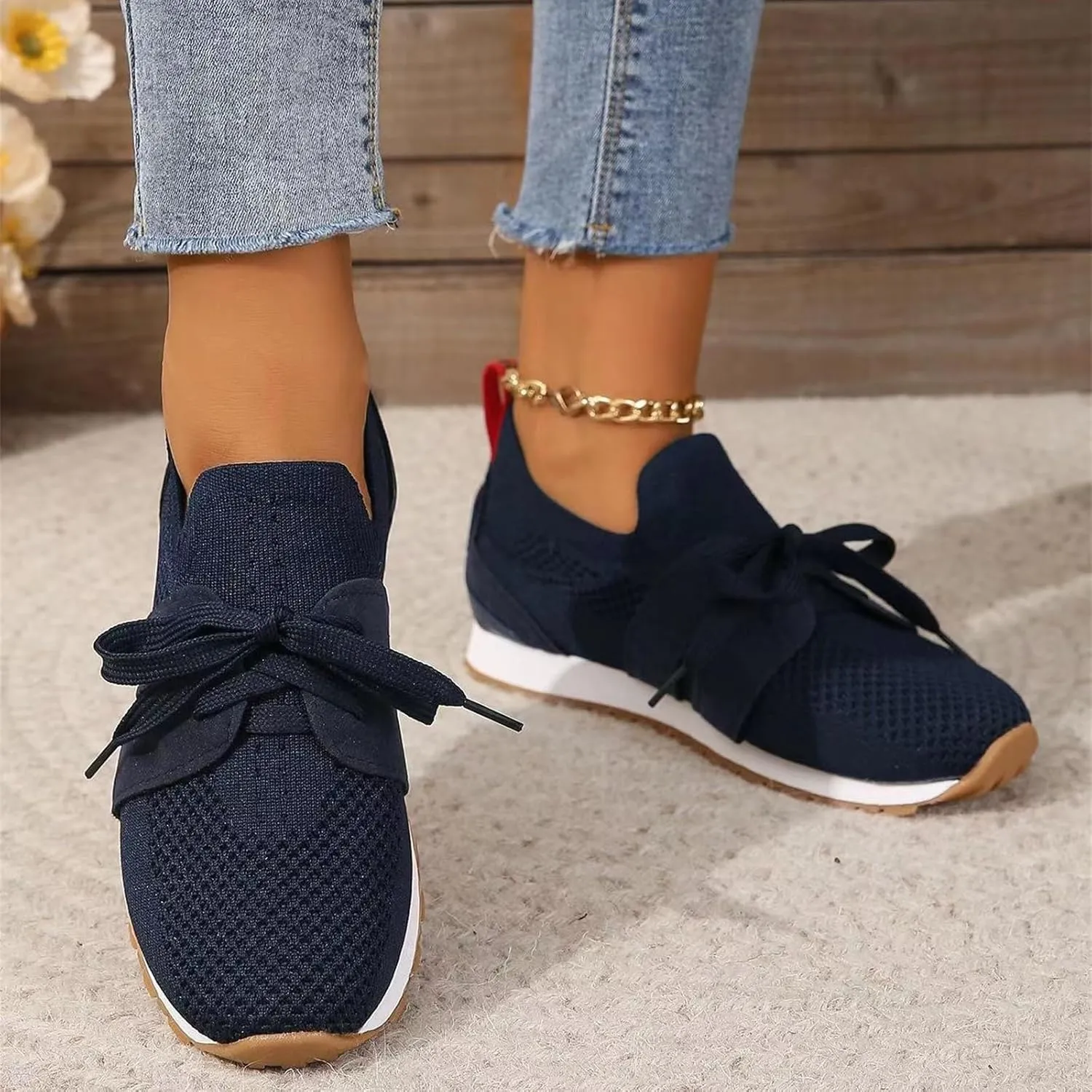 Lausiuoe Slip On Sneakers Women Arch Support Walking Shoes Lightweight Mesh Casual Jogging Tennis Shoes Workout Gym Sneakers