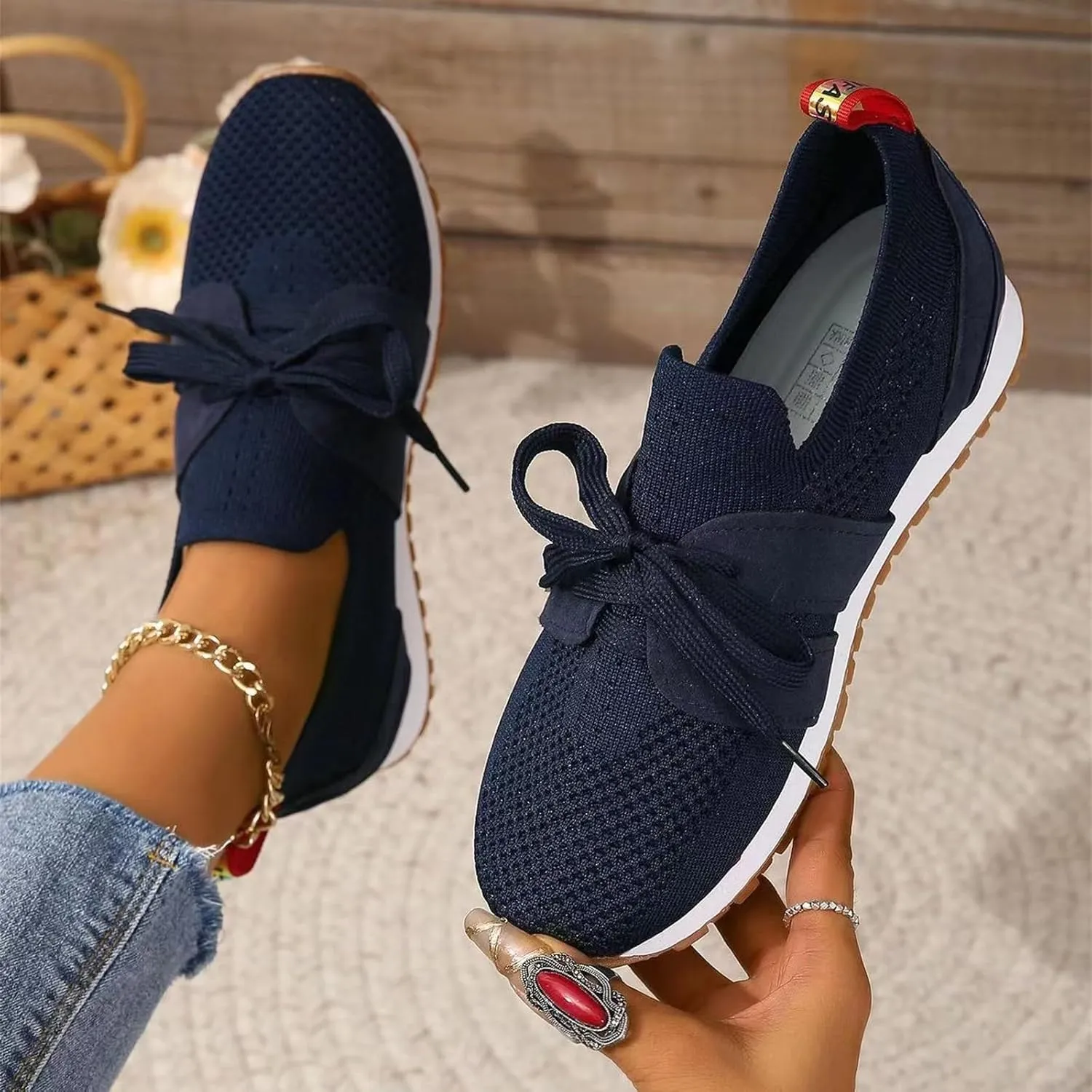 Lausiuoe Slip On Sneakers Women Arch Support Walking Shoes Lightweight Mesh Casual Jogging Tennis Shoes Workout Gym Sneakers