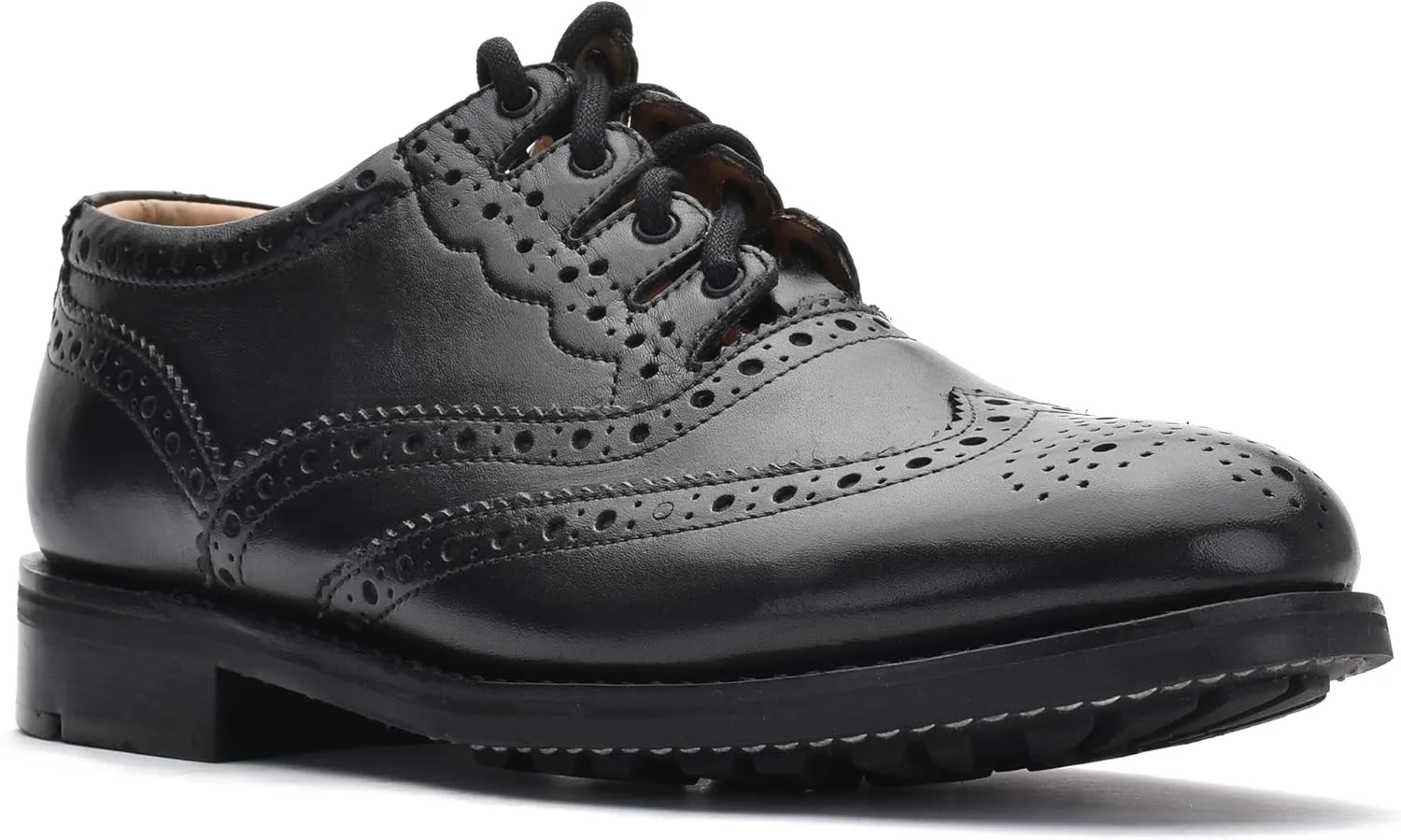 Leather Ghillie Brogue Kilt Shoes Traditional Scottish Piper and Highland Outfit Wedding Shoes Featuring Extra Long Laces & Leather Tassels - Sizes 6  17 Style  All Weather Sole Piper Color  Black