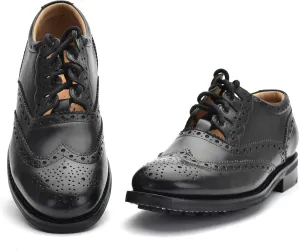 Leather Ghillie Brogue Kilt Shoes Traditional Scottish Piper and Highland Outfit Wedding Shoes Featuring Extra Long Laces & Leather Tassels - Sizes 6  17 Style  All Weather Sole Piper Color  Black