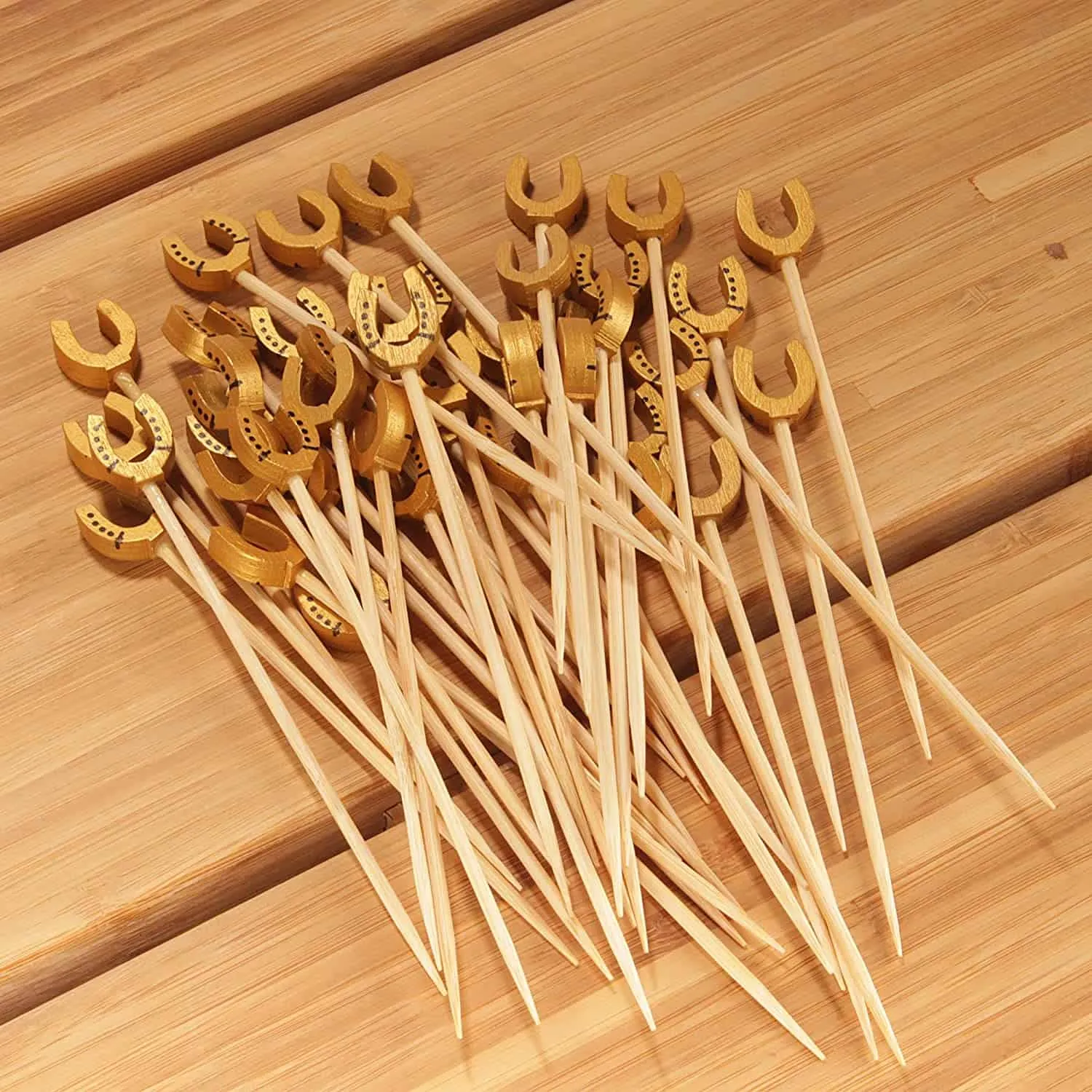 Lucky Golden Horseshoe Bamboo Food Picks