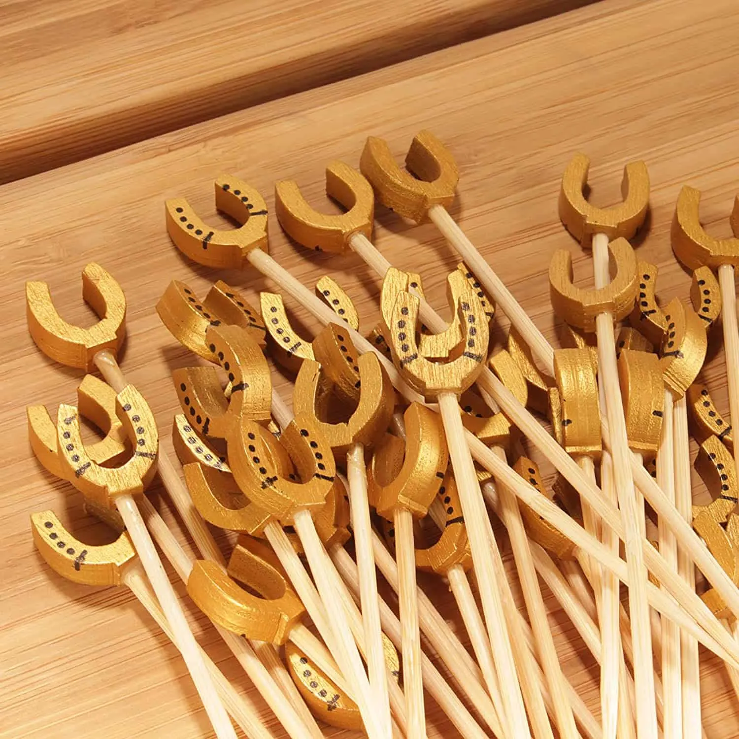 Lucky Golden Horseshoe Bamboo Food Picks