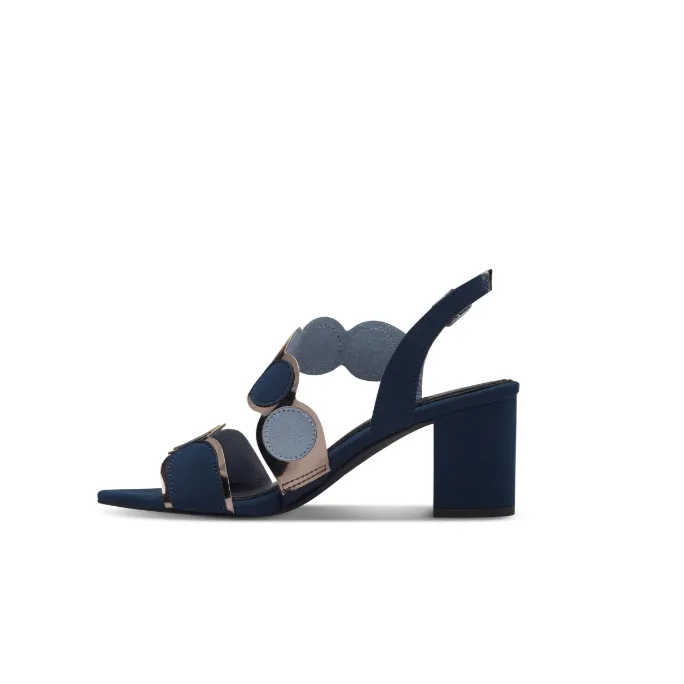 Marco Tozzi Navy and Powder Blue Combo Heeled Sandal