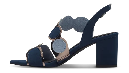 Marco Tozzi Navy and Powder Blue Combo Heeled Sandal