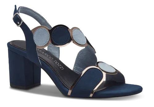 Marco Tozzi Navy and Powder Blue Combo Heeled Sandal