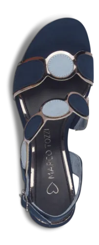 Marco Tozzi Navy and Powder Blue Combo Heeled Sandal