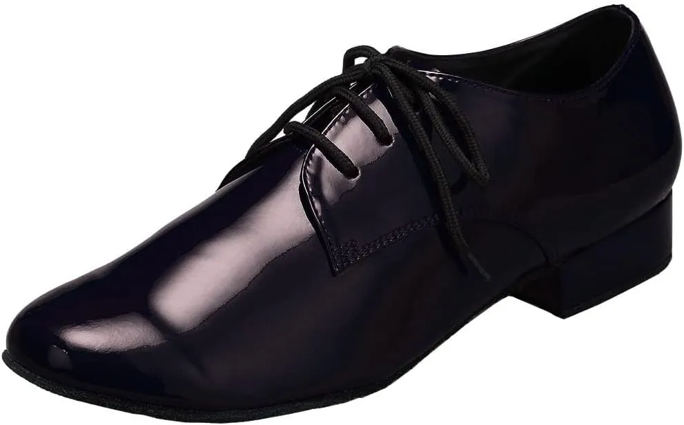Mens Soft Leather Jazz Shoes Modern Latin Lace-up Closed Toe 4CM Standard Dance Shoes