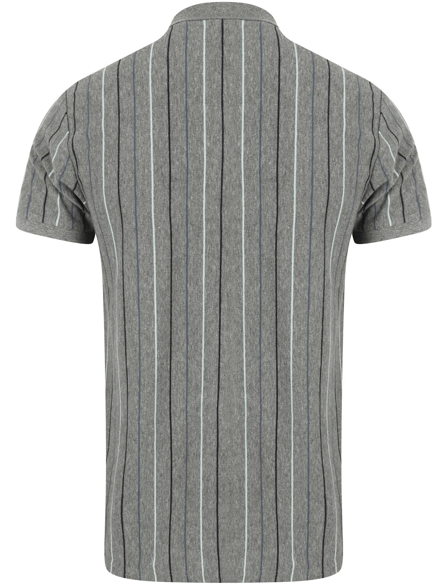 Norwood Pinstripe Cotton Pique Polo Shirt In Mid Grey Marl - Le Shark