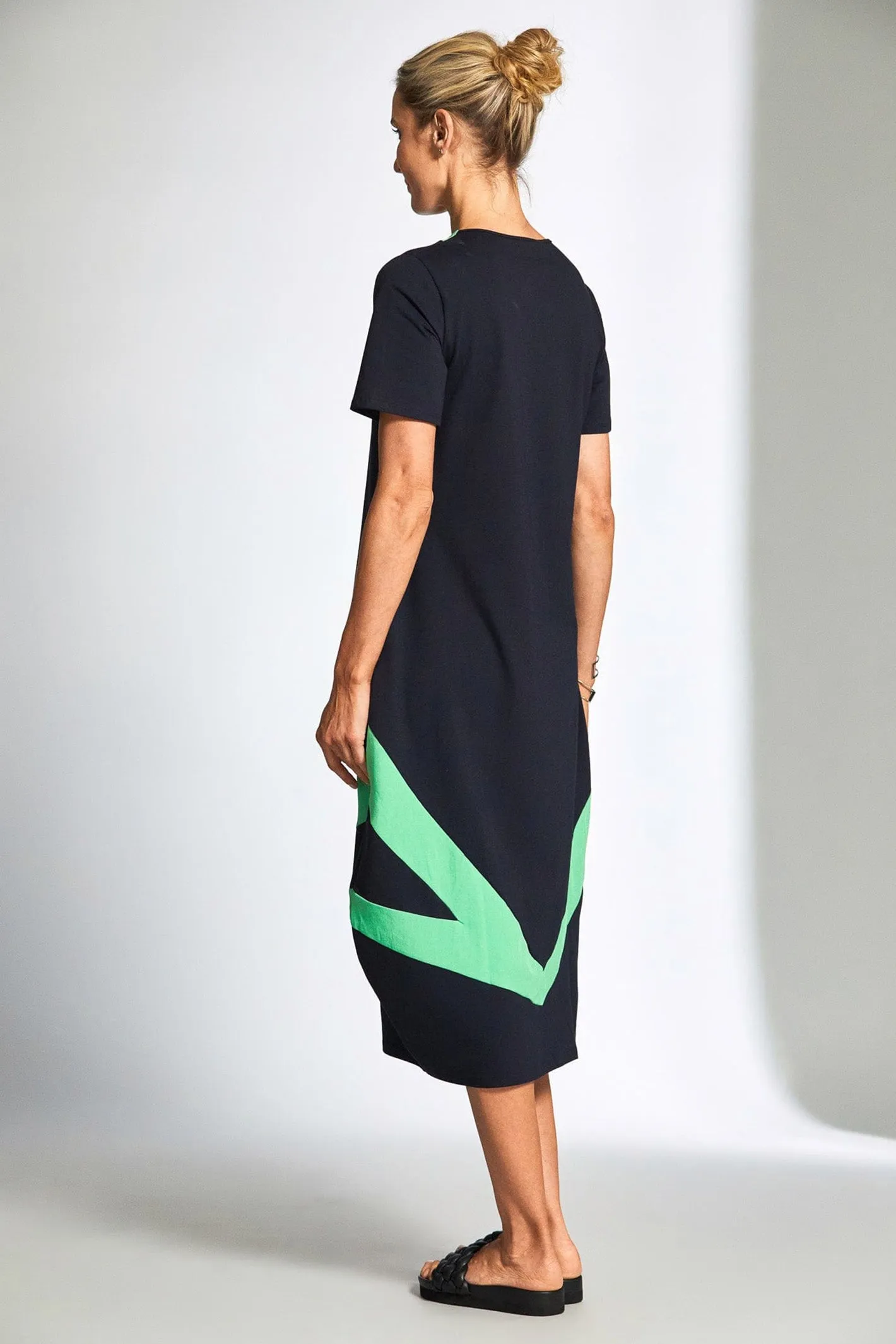 Peruzzi 190 Green Colour Block Triangles Dress