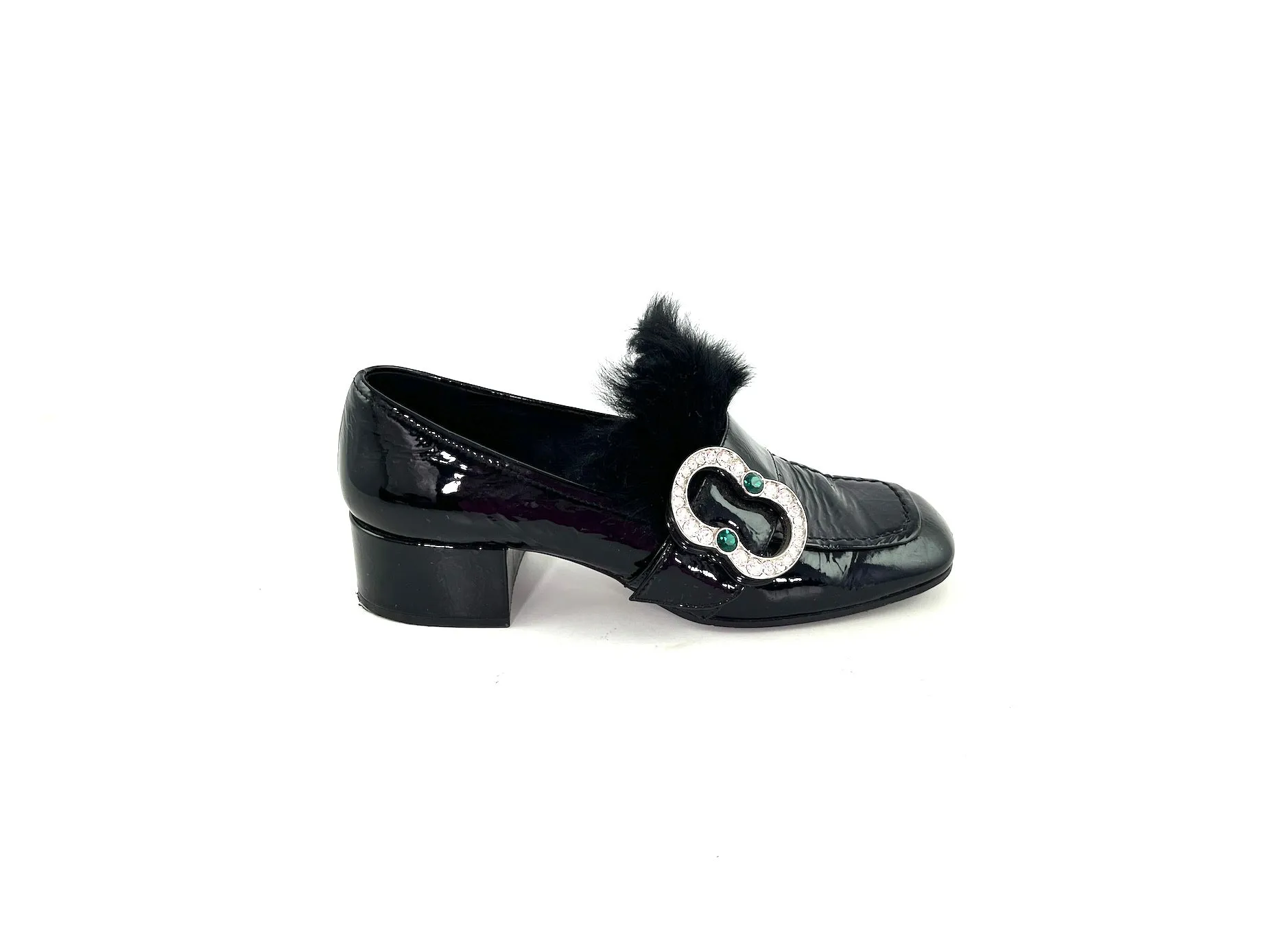 PRADA Black Embellished Loafers 38