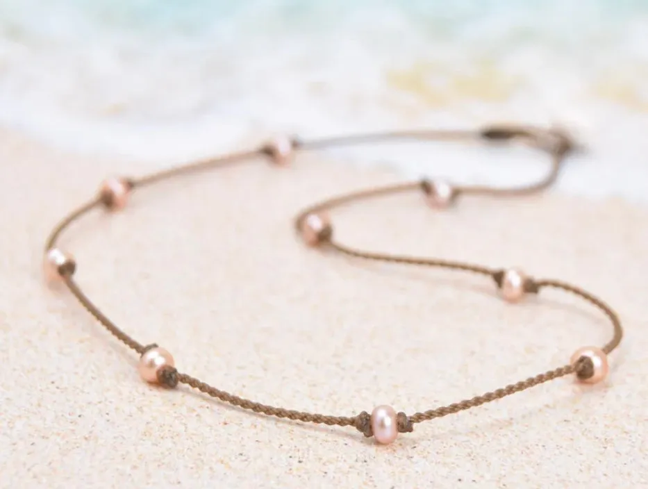 Princess Authentic Freshwater Blush Pearl Rope Necklace