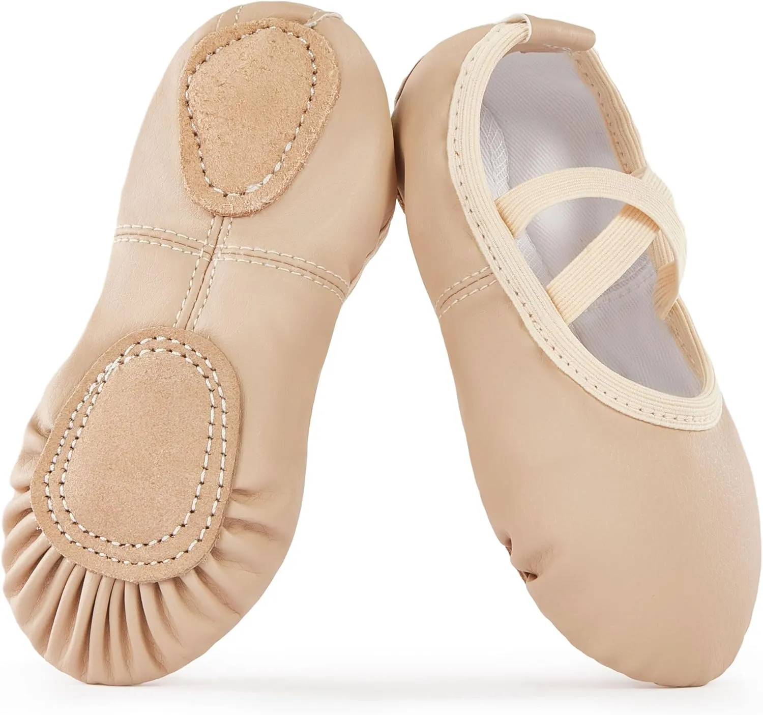 PU Ballet Shoes for Girls - Dance Practice Slippers for Girls, No-Tie Sole Yoga Shoes(Toddler/Little Kid/Big Kid)