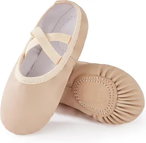 PU Ballet Shoes for Girls - Dance Practice Slippers for Girls, No-Tie Sole Yoga Shoes(Toddler/Little Kid/Big Kid)