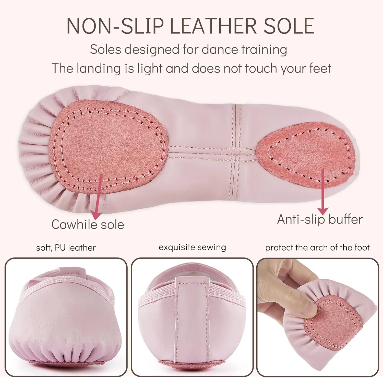 PU Ballet Shoes for Girls - Dance Practice Slippers for Girls, No-Tie Sole Yoga Shoes(Toddler/Little Kid/Big Kid)