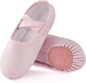 PU Ballet Shoes for Girls - Dance Practice Slippers for Girls, No-Tie Sole Yoga Shoes(Toddler/Little Kid/Big Kid)