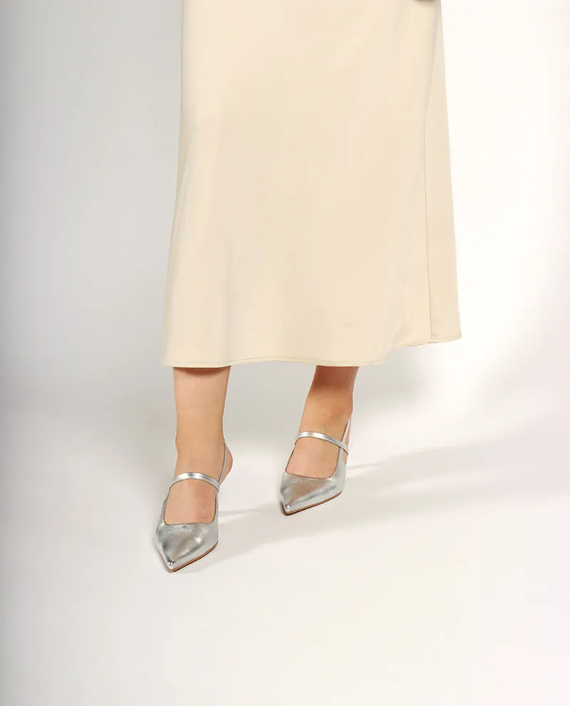SLINGBACK SOFT SILVER NAHKA-AVOKKAAT
