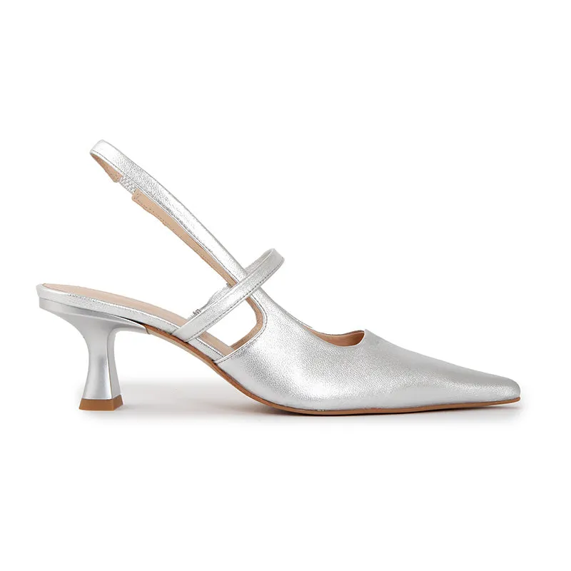SLINGBACK SOFT SILVER NAHKA-AVOKKAAT
