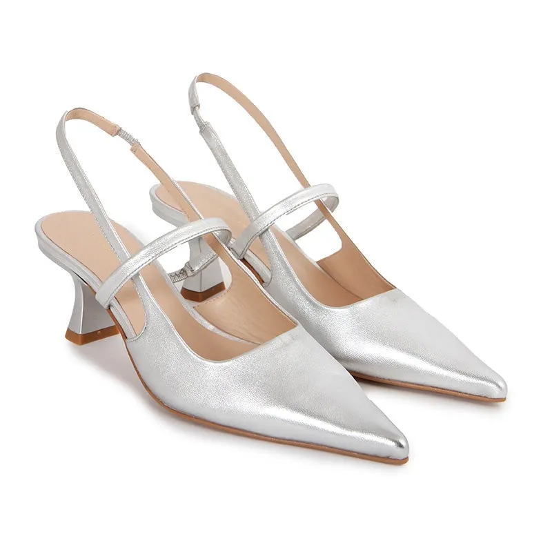 SLINGBACK SOFT SILVER NAHKA-AVOKKAAT