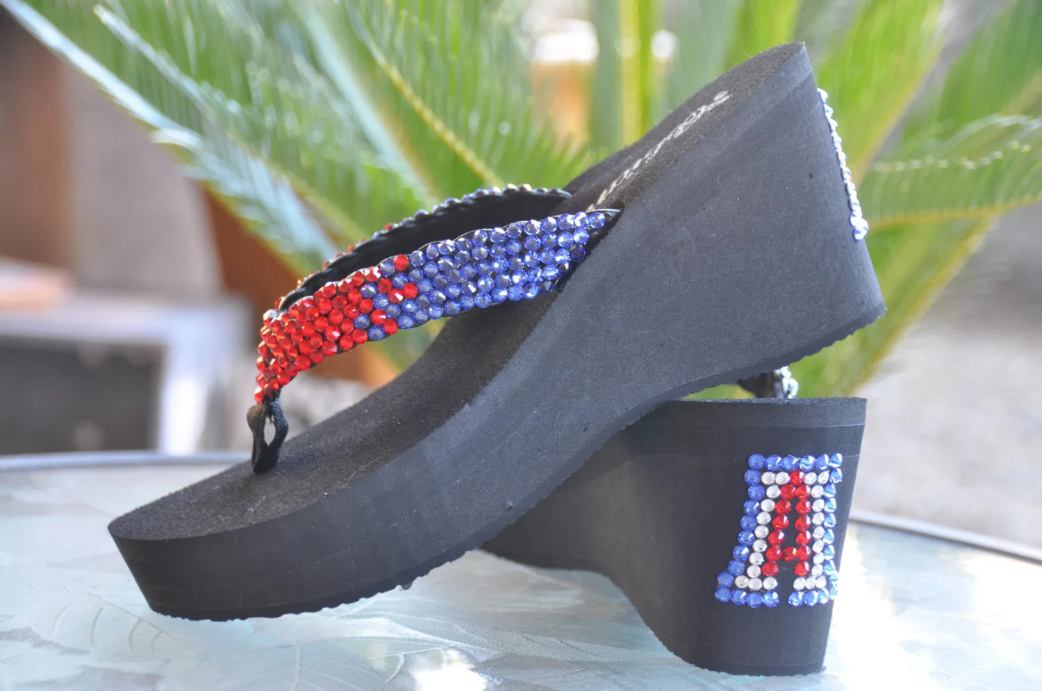 University or Sprorts Theme Swarovski Crystal Platform Flip-flops by Sparkle Steps