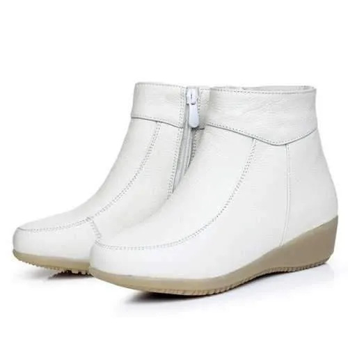 White Soft Sole Fur Lining Casual Boots